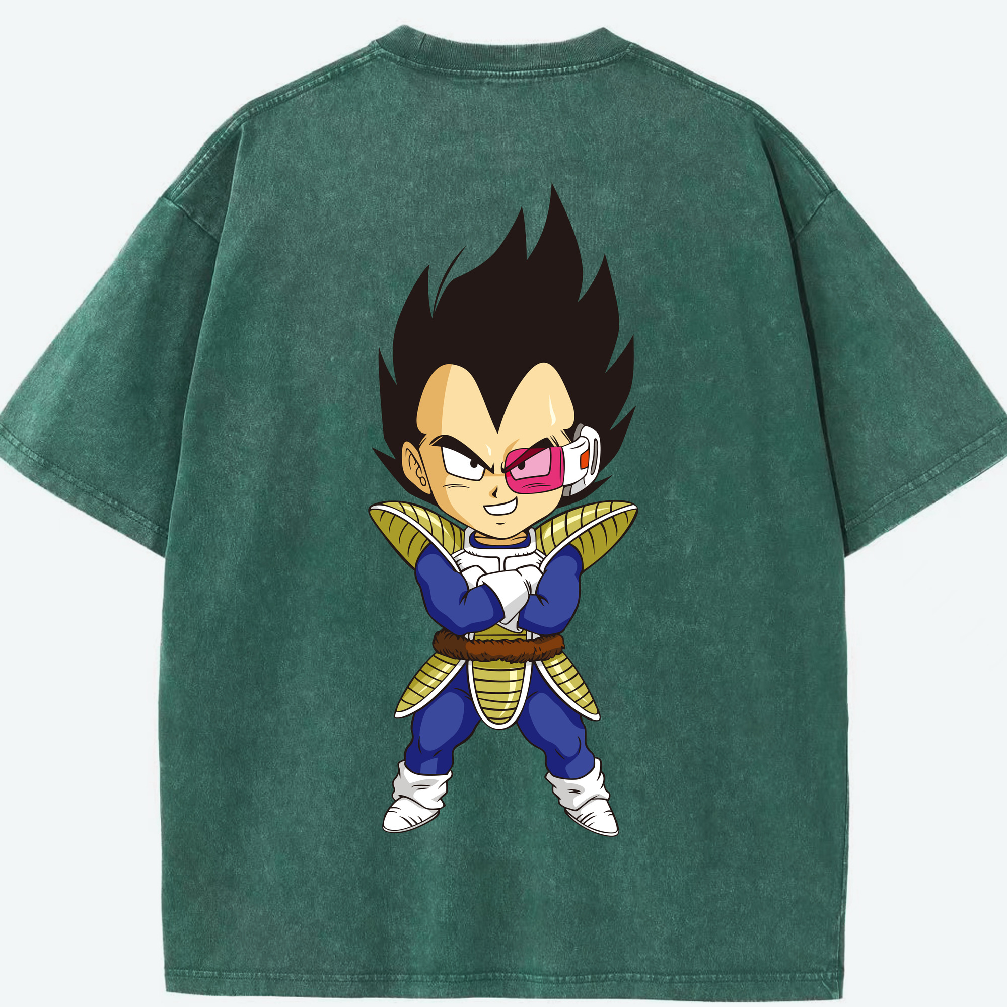 （画像用） ドラゴンボール ベジータ四世（Bejīta Yonsei）DRAGON BALL Vegeta IV 綿100% ヴィンテージ風 半袖Tシャツ（背面プリント）